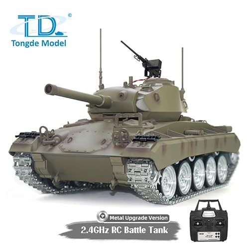 TOUCAN RC HOBBY Tongde M24 Chaffee 1/16 RC Light Tank Infrarot Bekämpfungssystem Upgraded Wheels von TOUCAN RC HOBBY