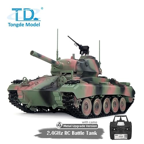 TOUCAN RC HOBBY Tongde M24 Chaffee 1/16 RC Panzer Infrarot Kampfsystem Metall Upgraded Rad 320° von TOUCAN RC HOBBY