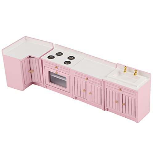 Miniature Doll House Kitchen Cooking Platform Set Furniture Toy Pink Novel Exquisite 1:12 Dollhouse Accessory von TOUISEDGI