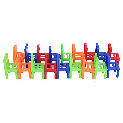 TOUISEDGI 18pcs Set Mini Stacking Plastic Chair Toy Creative Learning Toys Kid Colorful Shapes Lightweight Portable Home School von TOUISEDGI