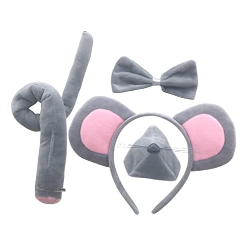 TOVINANNA 1 Satz Cartoon- -Stirnband Ohren und -Krawatte faschingskostüme karnawal kostium für Haarband Halloween-Cosplay-Zubehör dekorative Fliege Stoff Grey von TOVINANNA