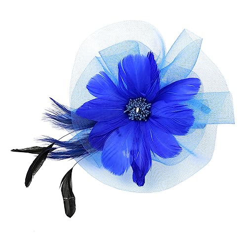 TOVINANNA 1 Stk Mesh-Feder-Kopfschmuck haarschmuck haircharm Netzhut Hautpflege-Stirnband Stirnband zum Waschen des Gesichts Party-Kopfbedeckung eleganter Federschmuck künstliche Feder Blue von TOVINANNA