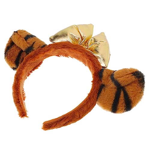 TOVINANNA 1Stk Stirnband Halloween Kostüme animal-design kosmetiktäschchen hairclip hairpin haircharm haarclip Kinderparty-Requisite Party-Fliege Modellierhaarband für Tigerohren Stoff Brown von TOVINANNA