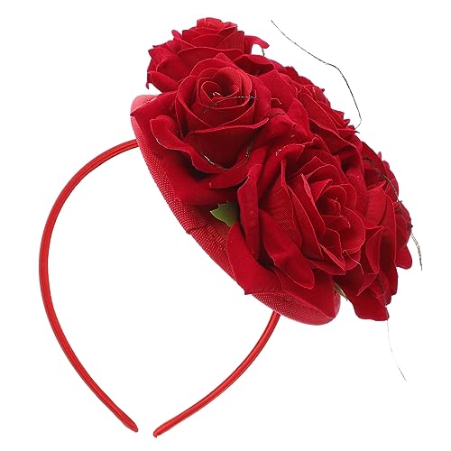 TOVINANNA 1Stk rosa Stirnband headband Haarband für Cosplay Haarschmuck für Bühnenauftritte Party kapuzenpullover damen Haarreifen für Frauen rosafarbene Haarreifen Stoff rot von TOVINANNA