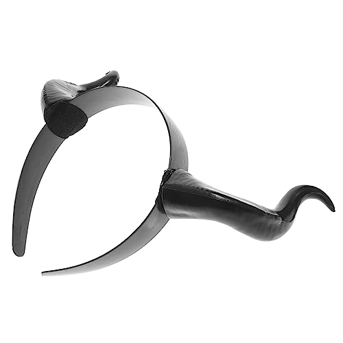 TOVINANNA 1stk Hornkopf Bedeckung Abs Schläger Kostüm Teufel Haarschmuck Schwarze Hörner Krähenmaske Hörner Cosplay Halloween-horn Stier Bausatz Schwarzes Teufels-stirnband Ram Plastik Black von TOVINANNA