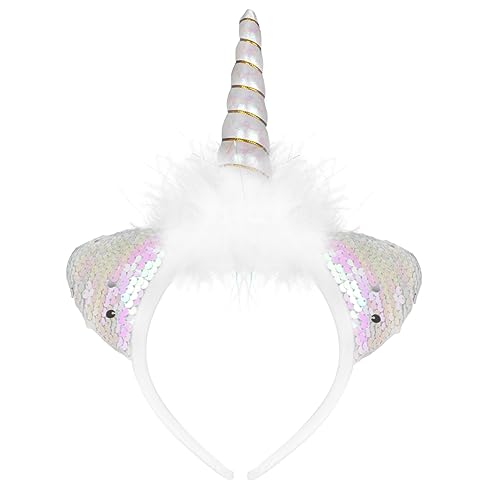 TOVINANNA 1stk Leuchtendes Einhorn-stirnband Lustiger Haarreif Party-kopfschmuck Leuchtende Kopfbedeckung Leuchtendes Haardekor Modischer Kopfschmuck Leuchtendes Stirnband Stoff Weiß von TOVINANNA