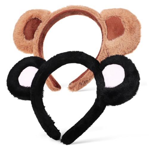 TOVINANNA 2 Stk Bärenohr Stirnband Ohren für Frauen Stirnband mit Ohren für Erwachsene Ohren stirnband Haarreif mit Ohren Bären-Stirnband für Cosplay Haarband Stoff von TOVINANNA