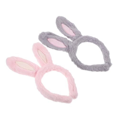 TOVINANNA 2 Stück Hasenohren Stirnband Wolfsschwanz Fuchs Kostüm Kaninchen Tier Vs Ohren Kopfband Stirnbänder Make Up Stirnband Niedliches Zubehör Stoffhase Cosplay Stirnband von TOVINANNA