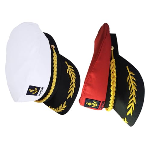 TOVINANNA 2 Stück Kapitänsmützen mit Besticktem Segelmuster Vintage Matrosen Cosplay Hüte in Rot und Weiß Strapazierfähige Party und Kostümaccessoires für Maskerade und Rollenspiele TOVINANNA 2 Stück Kapitänsmützen mit Besticktem Segelmuster Vintage Matrosen Cosplay Hüte in Rot und Weiß Strapazierfähige Party und Kostümaccessoires für Maskerade und Rollenspiele von TOVINANNA