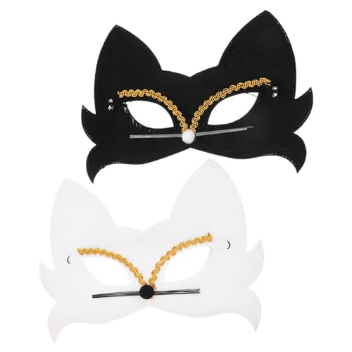 TOVINANNA 2 Stück Teiliges Katzenmasken aus Schwarzem und Weißem Samt Dekorative Tiergesichtsmaske für Halloween und Fasching Elastische Bequeme Maske für Erwachsene Vielseitig für Kostüm TOVINANNA 2 Stück Teiliges Katzenmasken aus Schwarzem und Weißem Samt Dekorative Tiergesichtsmaske für Halloween und Fasching Elastische Bequeme Maske für Erwachsene Vielseitig für Kostüm von TOVINANNA