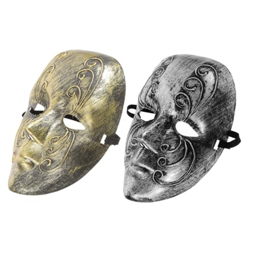 TOVINANNA 2 Stück Vintage Vollgesichts-masken aus Kunststoff Venezianische Gruselige Masken für Halloween Maskenball Kostümparty Retro-design Volle Gesichtsbedeckung Silber und Gold TOVINANNA 2 Stück Vintage Vollgesichts-masken aus Kunststoff Venezianische Gruselige Masken für Halloween Maskenball Kostümparty Retro-design Volle Gesichtsbedeckung Silber und Gold von TOVINANNA