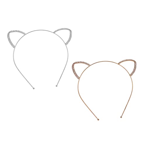 TOVINANNA 2St Stirnband Stirnbänder Zubehör für Katzenkostüme Haarreifen für Katzenohren Hirsch Ohren haar tapes haar zubehör girsch Haarband Party-Haar-Accessoire Cosplay-Haarschmuck Strass von TOVINANNA