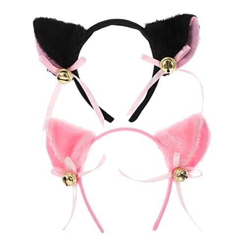 TOVINANNA 2st Stirnband Mit Katzenohren Glocke Haarband Katzenohren Haarband Halloween Kinderhaare Stirnbänder Katze Frauenkostüm Katzenhalsband Tiere Stirnband Kurzes Haar Black von TOVINANNA