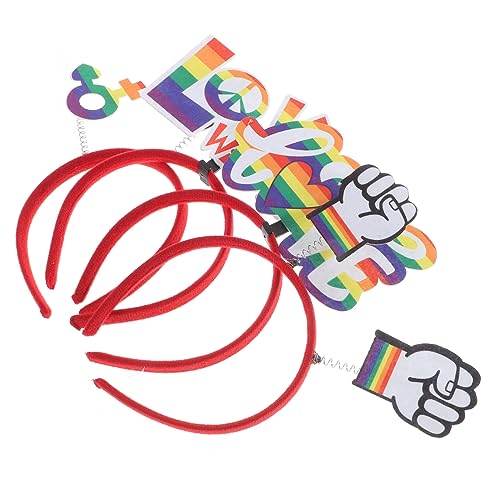 TOVINANNA 4 Stück lgbt-Stirnband Regenbogen-Haarreifen Stirnbänder für Damen begeisterter Fan Männer- würfelunterlage photostickomni Pride-Accessoires Regenbogen-Stirnband Plastik von TOVINANNA