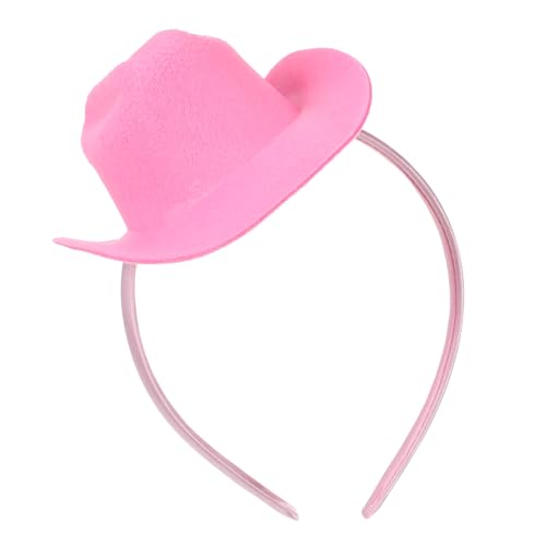 TOVINANNA Cowboyhut-Stirnband coole Strasskappe Mädchen Hut Cowboy-Partyhüte Damen Hut Mini-Hut Cowboy-Hut-Stirnband Party-Haarband Mini-Hüte-Stirnband Party-Cowgirl-Stirnband Polyester Rosa von TOVINANNA