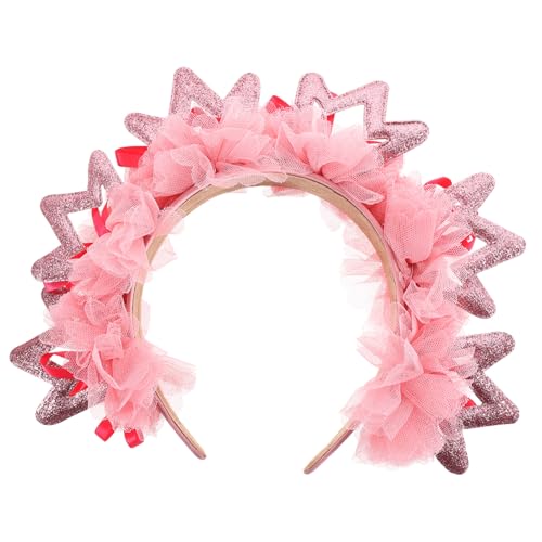 TOVINANNA Festival-haar-accessoires Haarschmuck Haarband Kronen-sonnendurchbruch Stirnband Damen Feenkrone Kopfschmuck Mit Spike-krone Prinzessin Krone Stirnband Kostümzubehör Stoff Rosa von TOVINANNA