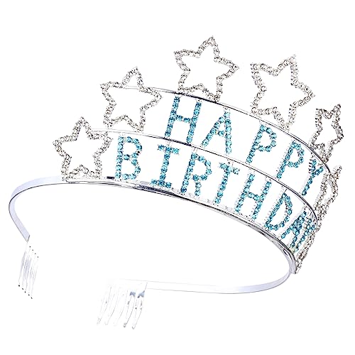 TOVINANNA Geburtstagskrone Stern-Stirnband Geburtstags-Tiara Frauengeburtstag strass geburtstag tiara birthday crown Haarschmuck für Geburtstagsfeiern Krone zum Geburtstag Strasssteine von TOVINANNA