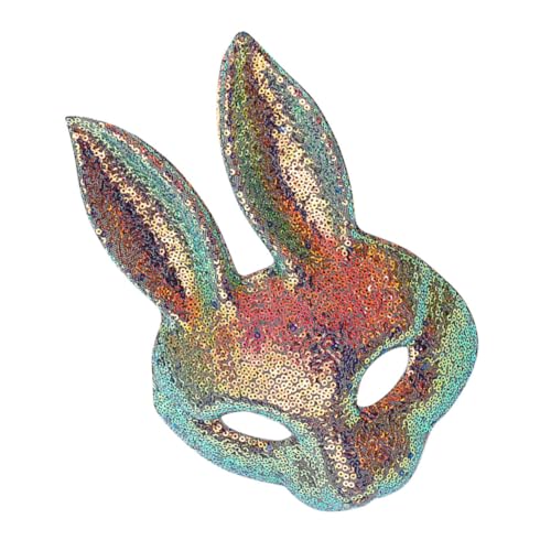 TOVINANNA Glänzende Hasenmaske mit Pailletten Halbes Gesicht Cosplay Kostüm für Halloween Karneval Party Ostern Tierkostüm Erwachsene TOVINANNA Glänzende Hasenmaske mit Pailletten Halbes Gesicht Cosplay Kostüm für Halloween Karneval Party Ostern Tierkostüm Erwachsene von TOVINANNA