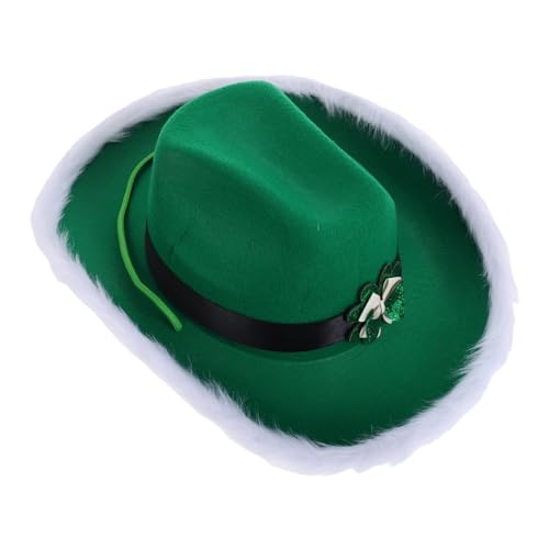 TOVINANNA Grüne Beanie-mütze Mit Krawatte Karneval-cowboyhut St Patrick Hut St Patricks Day Hut St. Patricks Kopfbedeckung St. Patrick's Day Hut Stirnband Koboldhut Cowgirl-hut Green Stoff von TOVINANNA