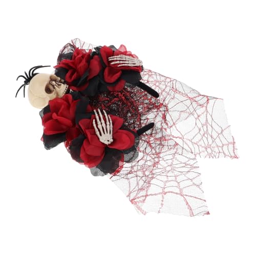 TOVINANNA Halloween-kopfschmuck Tag Des Toten Schleiers Mexikanische Kopfbedeckung Blumenkopfschmuck Halloween-haarbänder Blumen-cosplay-stirnband Party-kopfbedeckung Haarzubehör Black Harz von TOVINANNA