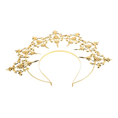 TOVINANNA Halo-stirnband Halloween-kopfschmuck Meerjungfrau-krone Barocke Stirnbandkrone Diademe Für Mädchen Strass Katzenohren Stirnband Prinzessinnenkostüm Für Damen Legierung Golden von TOVINANNA