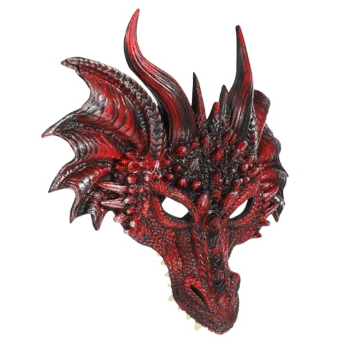 TOVINANNA Horror Drachen Halbgesichtsmaske aus Leichtem PU Material Atmungsaktiv und Sicher für Halloween Karneval Maskerade Cosplay Party für Erwachsene und Bühne Schwarz Rot TOVINANNA Horror Drachen Halbgesichtsmaske aus Leichtem PU Material Atmungsaktiv und Sicher für Halloween Karneval Maskerade Cosplay Party für Erwachsene und Bühne Schwarz Rot von TOVINANNA