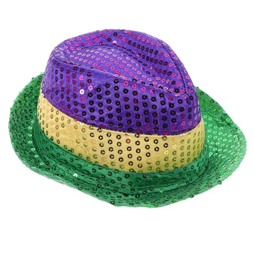 TOVINANNA Karnevals Hüte Rave-fedora-hüte Glitzernde Kopfbedeckungen Glitzernde Cowboyhüte Fedora-hüte Für Herren Partyhüte Für Herren Kostümzubehör Cosplay-glitzerhüte Green Pailletten von TOVINANNA