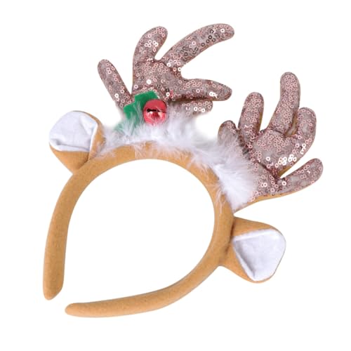 TOVINANNA Pailletten Weihnachts Haarreifen Mit Rentiergeweih Und Glöckchen Festlicher Kopfschmuck Für Frauen Und ädchen Ideal Für Weihnachtsfeiern Und Karneval Leuchtendes Design von TOVINANNA