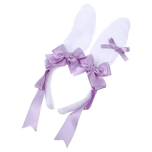 TOVINANNA Plüsch-hasenohr-stirnband Rosa Hasenohren Kopfbedeckung Hasenohr Stirnbänder Hasenohren Stirnband Cosplay-kopfschmuck Hasenhaar-accessoires Hasen-cosplay Violett Plüschstoffe von TOVINANNA