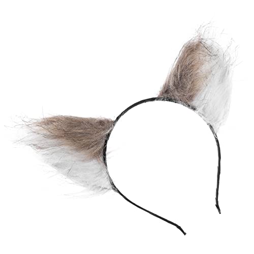 TOVINANNA Stirnband Eselsohren Wolf-Katzenohren-Haar-Accessoires Auto Ohren Katzenstirnbänder für Mädchen Fuchs tierhaarreifen tier ohren Party-Haar-Accessoire Kostüm-Requisite Stoff Coffee von TOVINANNA