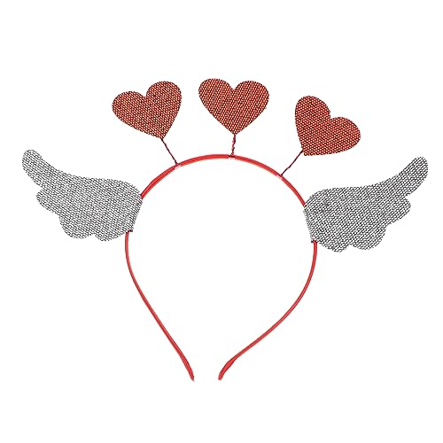 TOVINANNA Valentinstag Love Wings Stirnband Valentine Herz Stirnband Stirnbänder Für Erwachsene Valentinstag Stirnband Mädchen Haarzubehör Valentinstag-party-stirnband Amor-kostüm Grüßer Rot von TOVINANNA