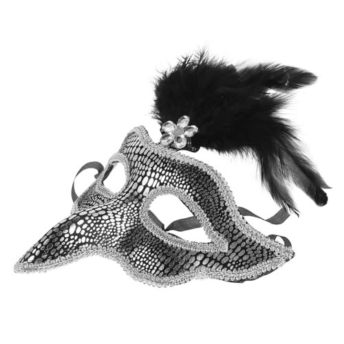 TOVINANNA Venezianische Maske Damen PVC mit Silbernen Federn für Maskenball Ball Halloween und Karneval Elegante Halbgesichts maske für Party und Festveranstaltungen TOVINANNA Venezianische Maske Damen PVC mit Silbernen Federn für Maskenball Ball Halloween und Karneval Elegante Halbgesichts maske für Party und Festveranstaltungen von TOVINANNA