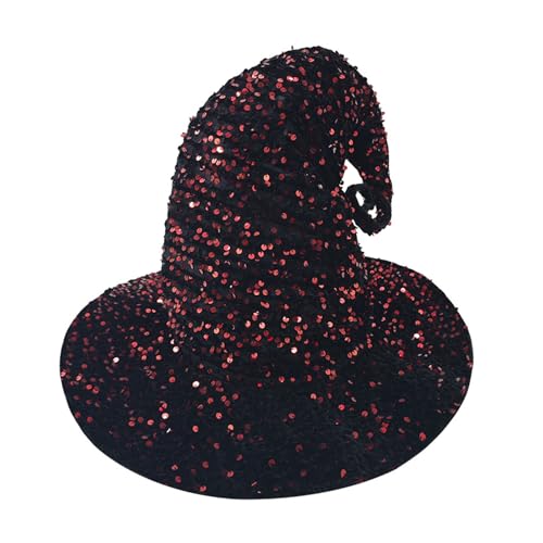 TOWARDSNAN Pailletten Halloween Witch Für Frauen Cosplay Shimmering Wizard Fashion Kostüm Cloche Festival Spitzer Hexenhut von TOWARDSNAN