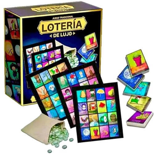 Toy Deals USA, Deluxe Limited Edition Loteria Mexican Game, Juegos de Mesa, Up to 8 Players, 8 Double Sided Wooden Playing Boards, Adults von TOY DEALS