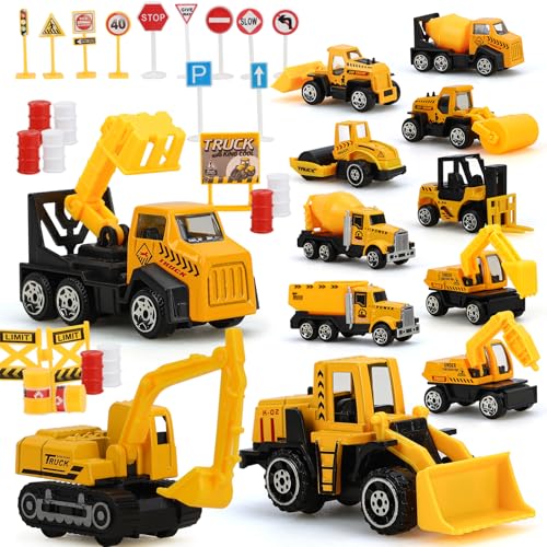 TOY Life 35 PCS Konstruktionsspielzeug Mini-Bagger Spielzeug-LKW, kleine Baufahrzeuge, Kleinkind-Bau-Kuchenaufsatz, Dekoration, Bulldozer-Spielzeug für Jungen, Kinder-Bauspielzeug-Set, von TOY Life