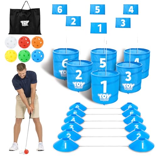 TOY Life Golfspiel-Set, 6 Löcher, Hinterhof-Golf-Eimer-Spiel für Erwachsene und Kinder, Übungsgolfplatz mit Bällen und Flagge, Outdoor-Indoor-Golfspiel für Strand, Camping und Rasen TOY Life Golfspiel-Set, 6 Löcher, Hinterhof-Golf-Eimer-Spiel für Erwachsene und Kinder, Übungsgolfplatz mit Bällen und Flagge, Outdoor-Indoor-Golfspiel für Strand, Camping und Rasen von TOY Life