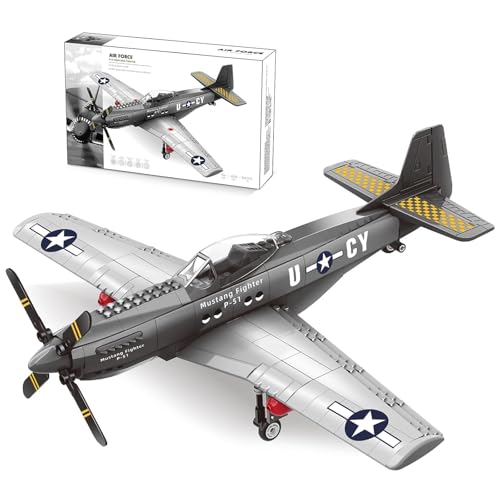 TOY PLAYER P-51 Mustang Kampfflugzeug Bausteinset, WW2 Militär Flugzeug Modell Bauspielzeug, Geschenk für Jungen ab 8 Jahren und Erwachsene (258 Teile) TOY PLAYER P-51 Mustang Kampfflugzeug Bausteinset, WW2 Militär Flugzeug Modell Bauspielzeug, Geschenk für Jungen ab 8 Jahren und Erwachsene (258 Teile) von TOY PLAYER