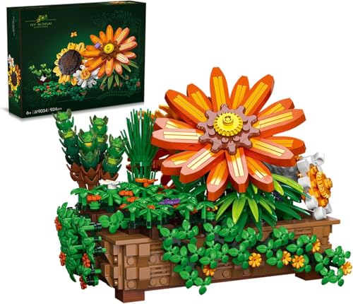 TOY PLAYER Pflanzen Blumen Friends Mini Bauspielzeug Sonnenblume,Kompatibel Mit Lego Flowers klemmbausteine Bonsai Baustein Geschenk für Mädchen 6-12 und Erwachsene Bausteinen deko von TOY PLAYER