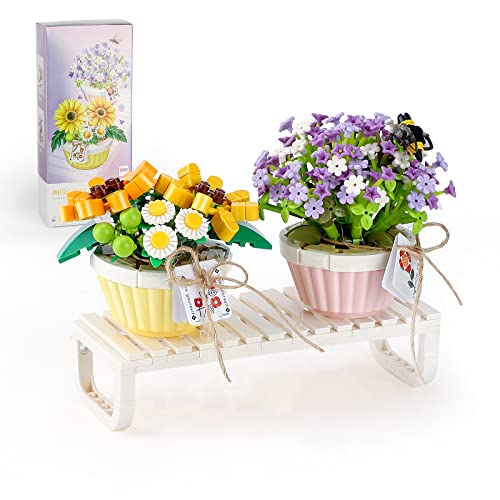 TOY PLAYER Pflanzen Blumen Friends Mini Bauspielzeug Sonnenblume,Nicht Kompatibel Mit Lego Flowers klemmbausteine Bonsai Baustein Geschenk für Mädchen 6-12 und Erwachsene Bausteinen deko von TOY PLAYER