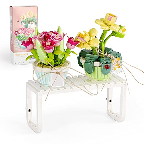 TOY PLAYER Pflanzen Blumen Friends Mini Bauspielzeug Tulpe,Nicht Kompatibel Mit Lego Flowers klemmbausteine Bonsai Baustein Geschenk für Mädchen 6-12 und Erwachsene Bausteinen deko von TOY PLAYER