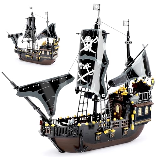 TOY PLAYER Piratenschiff Black Hawk Klemmbausteine Bausteine Ideas Bauspielzeug?Kompatibel Mit Lego Piraten Geschenk für 8-16 Jungen und Mädchen für Erwachsene Piratenschiff 652PCS von TOY PLAYER