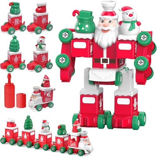 TOYABI Weihnachten Kinder Spielzeug, 5 in 2 Weihnachten Baum Socken Pullover Auto Switch and Go Weihnachtszug und Weihnachtsmann, Jungen und Mädchen ab 3 4 5 6 Jahre von TOYABI