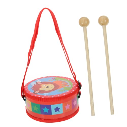 1 Satz Handtrommel kinderinstrumente musikinstrumente holztrommel trommeln Tambourine Kleinkind Percussion Handpercussion-Zubehör Musikalische Versorgung hölzern rot TOYANDONA von TOYANDONA