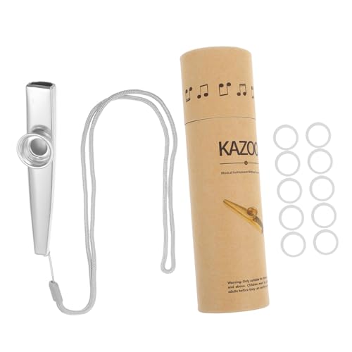 1 Satz Kazoo-Set Kazoo üben Kazoo-Instrument Kazoos für Anfänger Gitarren-Kazoo-Partner Kazoos mit Lanyards kleines Instrument Kleiner Kazoo Kazoos Masse Aluminiumlegierung Silver TOYANDONA von TOYANDONA