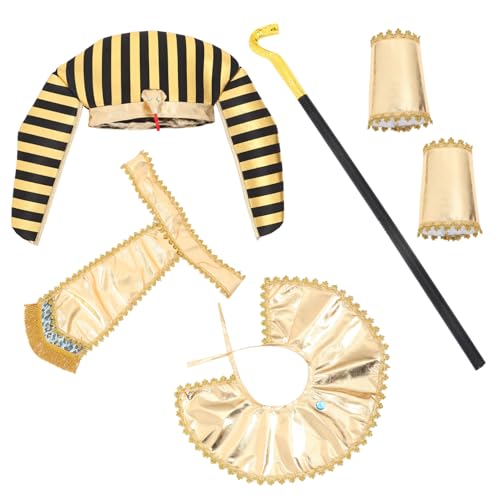 1 Satz -Kleidungszubehör ägyptische Accessoires Cosplay ägyptisches -Outfit Wunderschönes ägyptisches Pharaonen-Outfit nachgeahmtes Aufführungskostüm Stoff Golden TOYANDONA von TOYANDONA