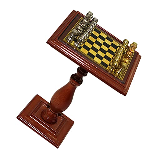 1 Satz Simuliertes Schach Original Heimdekoration Mini- Schach-Timer Zubehör Schachbrettspiel Miniatur Schach Kartenspiel Dame Brettspiel Miniaturhaus Hölzern Brown TOYANDONA von TOYANDONA