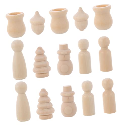 120 STK bemalte Puppe Schläger Mini-Fuß Puppen kleine Hände Marionette bastel Set für Kinder Painting Set for holzfigur Kinder malen Kunsthandwerk DIY Zubehör aus Holz hölzern TOYANDONA von TOYANDONA