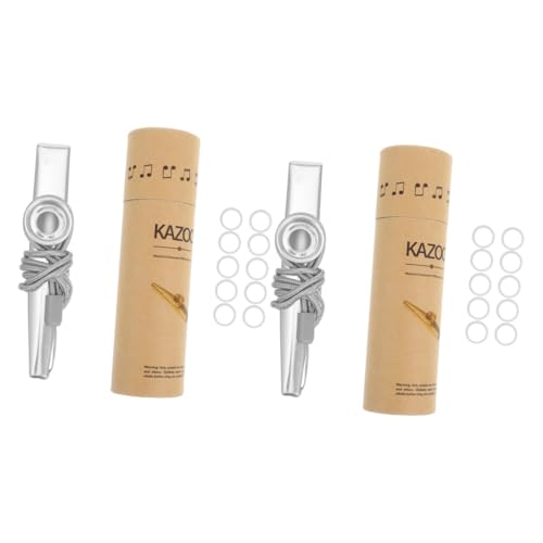 2 Sätze Kazoo-Set Kazoo- Kazoo Partybevorzugung elektrischer Kazoo Kazoos mit Lanyards Kazoos für Anfänger kleines Kazoo-Instrument Kleiner Kazoo aus Metall Aluminiumlegierung TOYANDONA von TOYANDONA