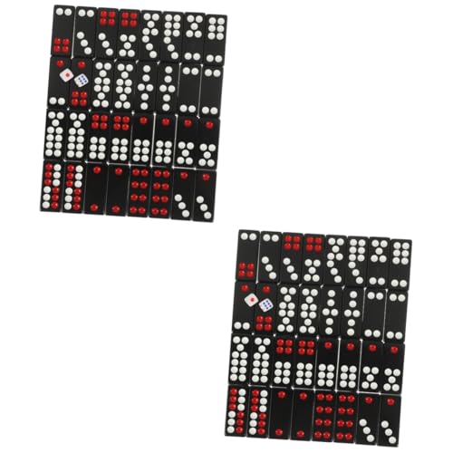 2 Sätze Pai Gow Dominosteine Paigow Poker kit Board Game Melamin-Paigow-Poker Tragbarer Paigow-Poker chinesische Pai-Gow-Fliesen Tragbares Paigow-Set Reise-Brettspiel Black TOYANDONA von TOYANDONA