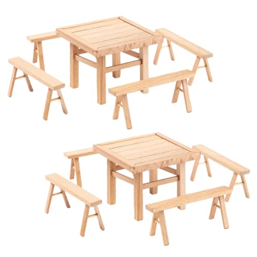 2 Sätze Tisch- und Stuhlmodell aus Holz Gadget Demontage von Möbeln Puppenhaus-Esstisch Nachttisch Bausatz Küche Puzzle-Montagemöbel zusammenbauen Hauseinrichtung hölzern TOYANDONA von TOYANDONA